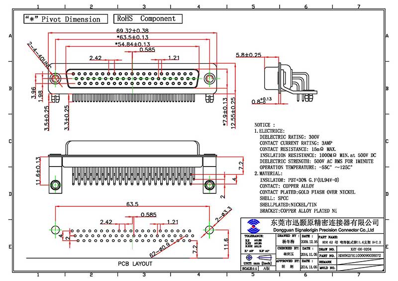 AMPHENOL 748146-1 12x13 25-Pin D-Sub Connector New Lot Quantity-2 