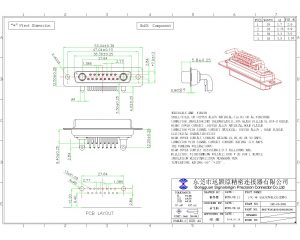 17W2 female d-sub mixed contact right angle pcb connector