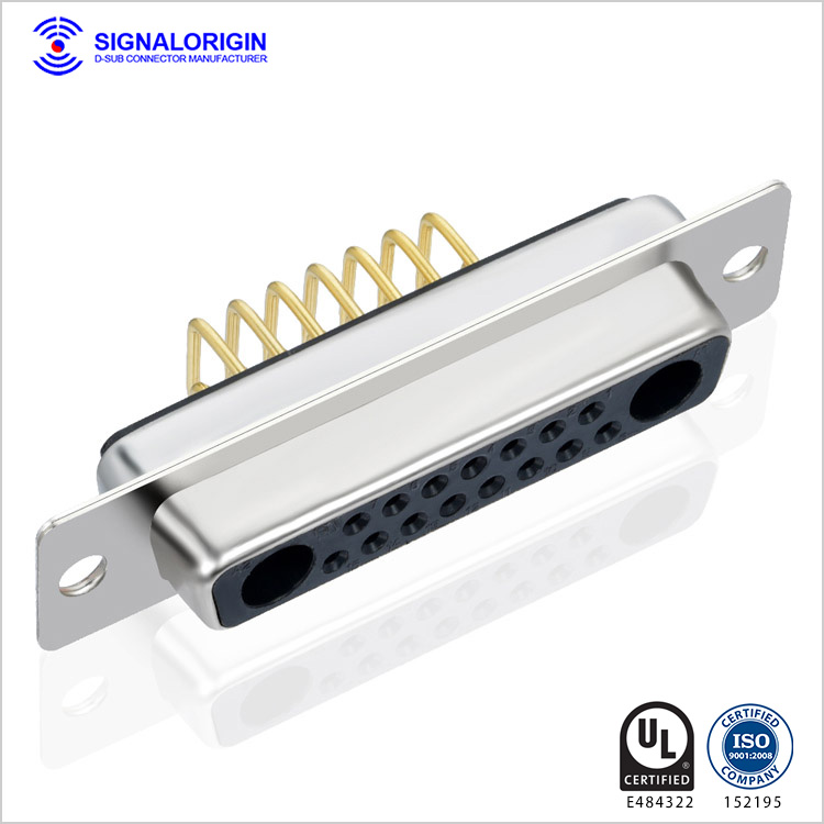 17W2 female d-sub mixed contact right angle pcb connector