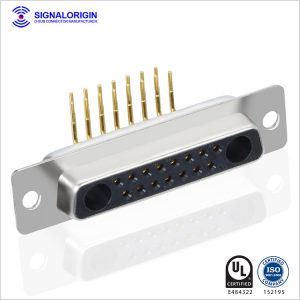 17W2 female d-sub mixed contact right angle pcb connector