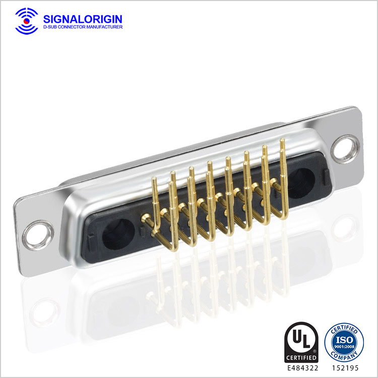 17W2 female d-sub mixed contact right angle pcb connector