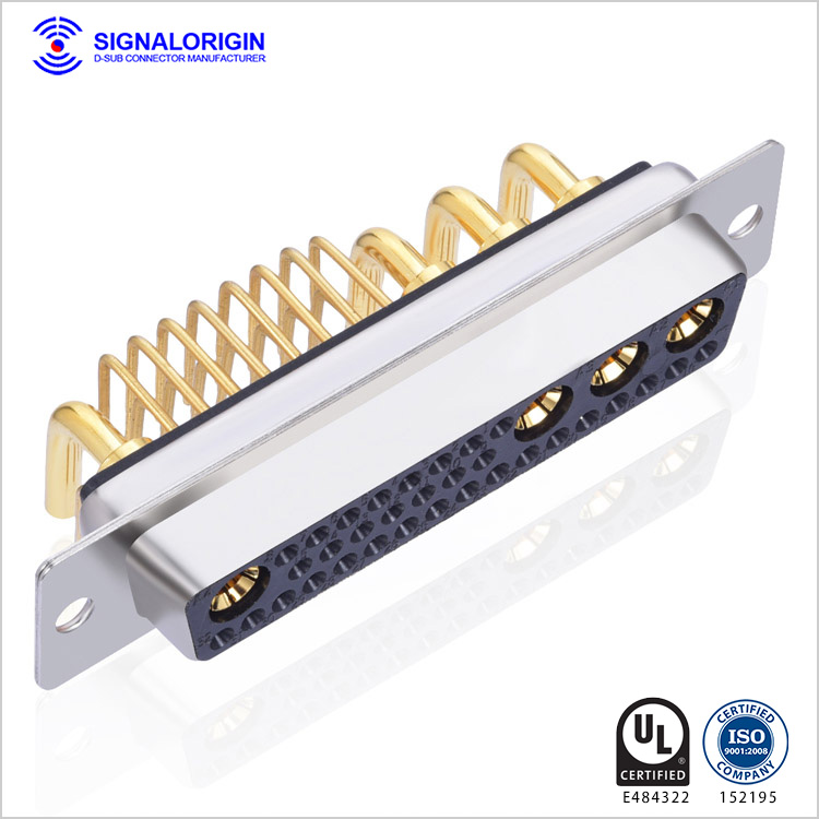 36W4 high current female d sub mixed contact connectors