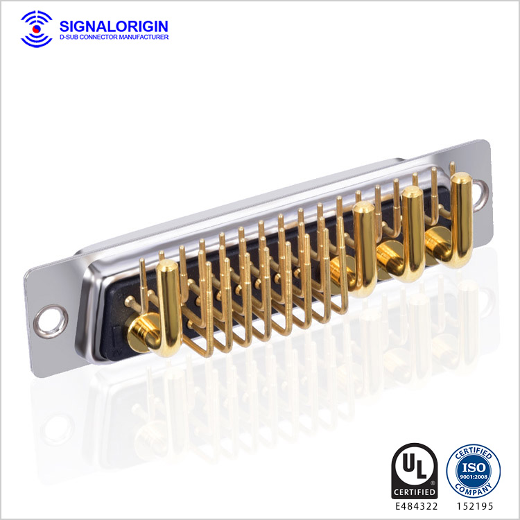 36w4 d-sub combo right angle high current pcb connector