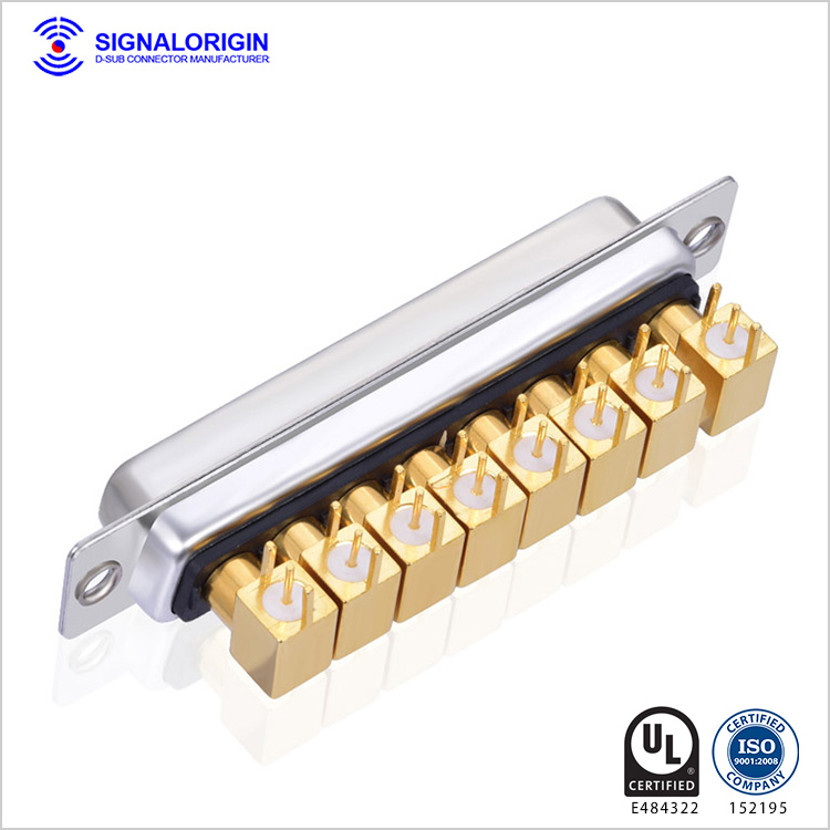 Right angle female coaxial d sub 8W8 connector wholesale