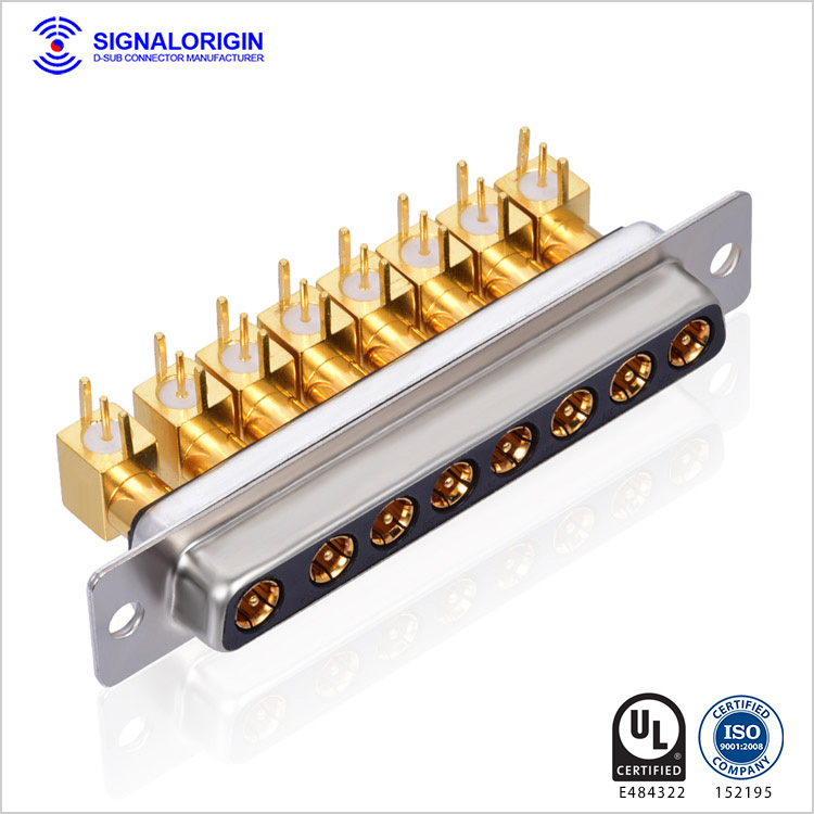 Right angle female coaxial d sub 8W8 connector wholesale