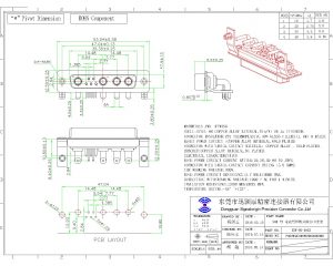 9w4 female right angle combo d connector