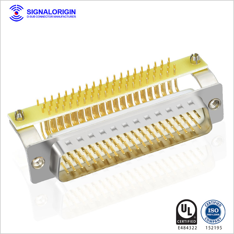 High density right angle 78 pin d sub connector