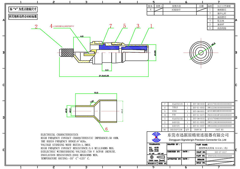 D sub female connector solder cup coaxial terminal wholesale