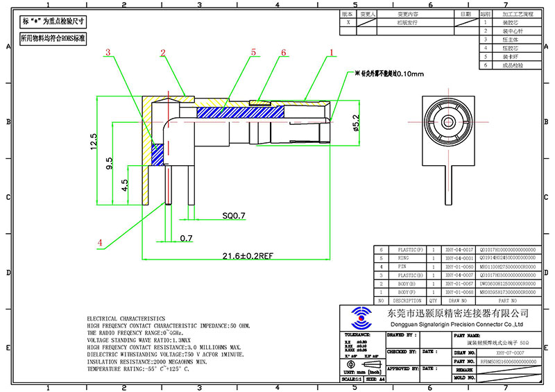 Signal d sub male right angle coax terminal supplier