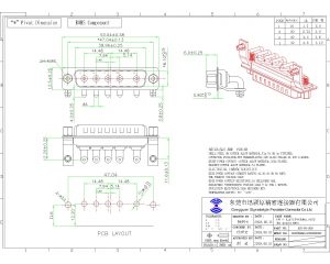 5W5 male high current d sub right angle connector