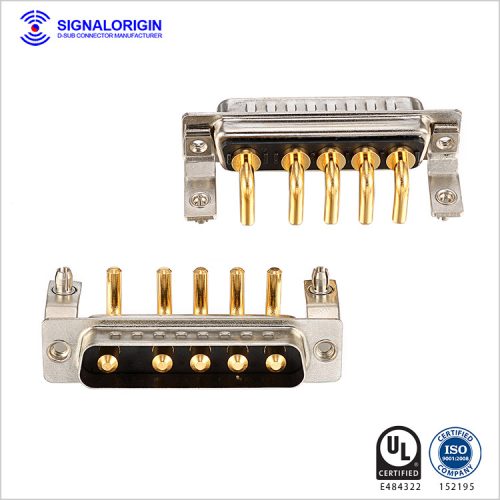 5W5 male high current d sub right angle connector