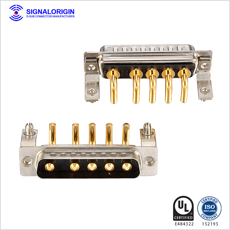 5W5 male high current d sub right angle connector