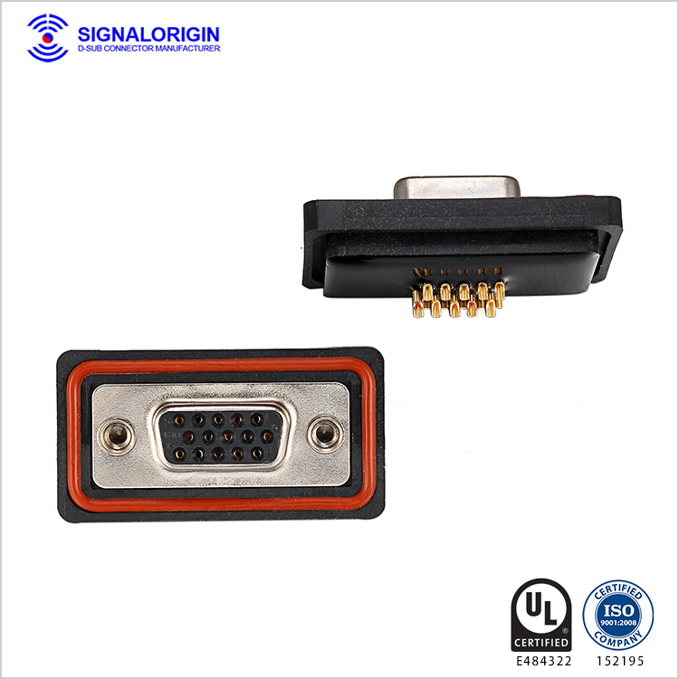 Solder cup waterproof female db 15 pin connector