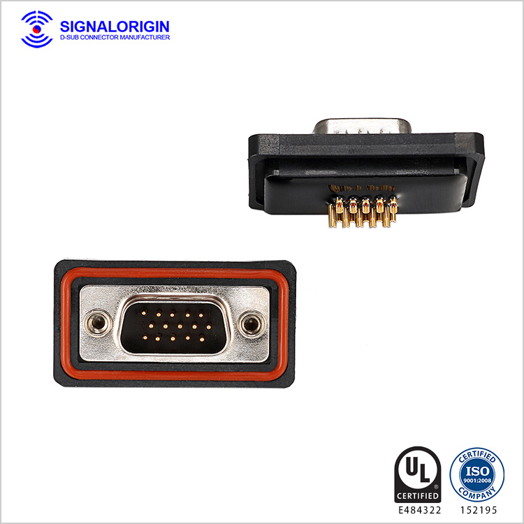 Waterproof solder cup 15 pin d connector