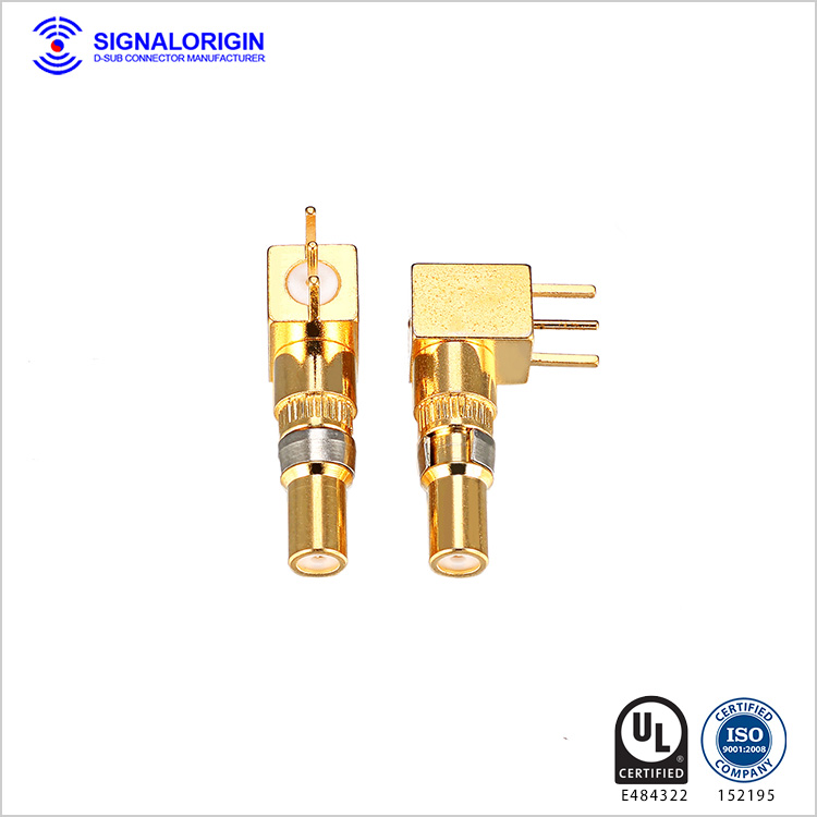 Signal d-sub female coaxial right angle terminal