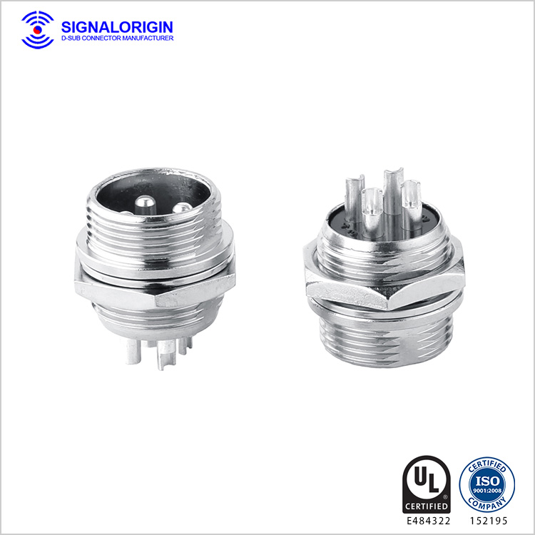 M16 4 pin waterproof circular industrial electrical connectors