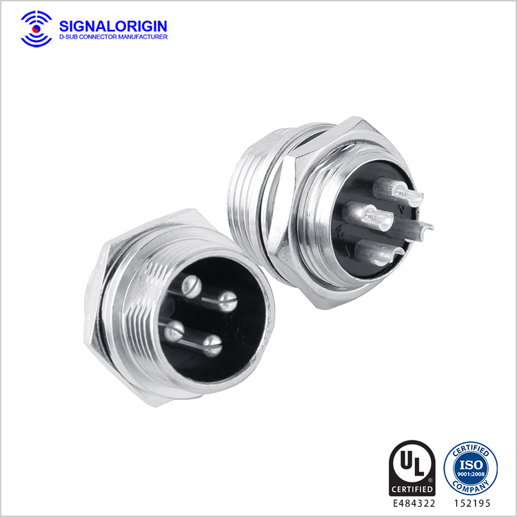 M16 4 pin waterproof circular industrial electrical connectors