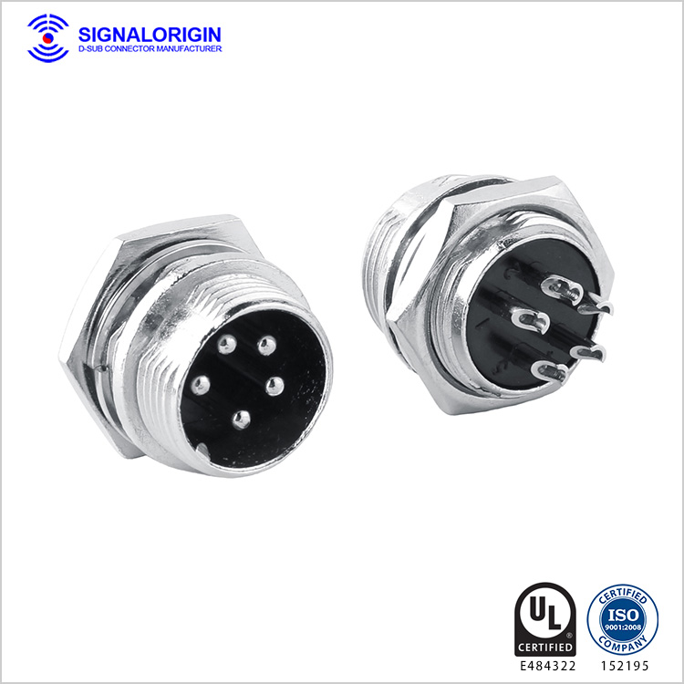 M16 5 PIN waterproof solder cup circular power connector