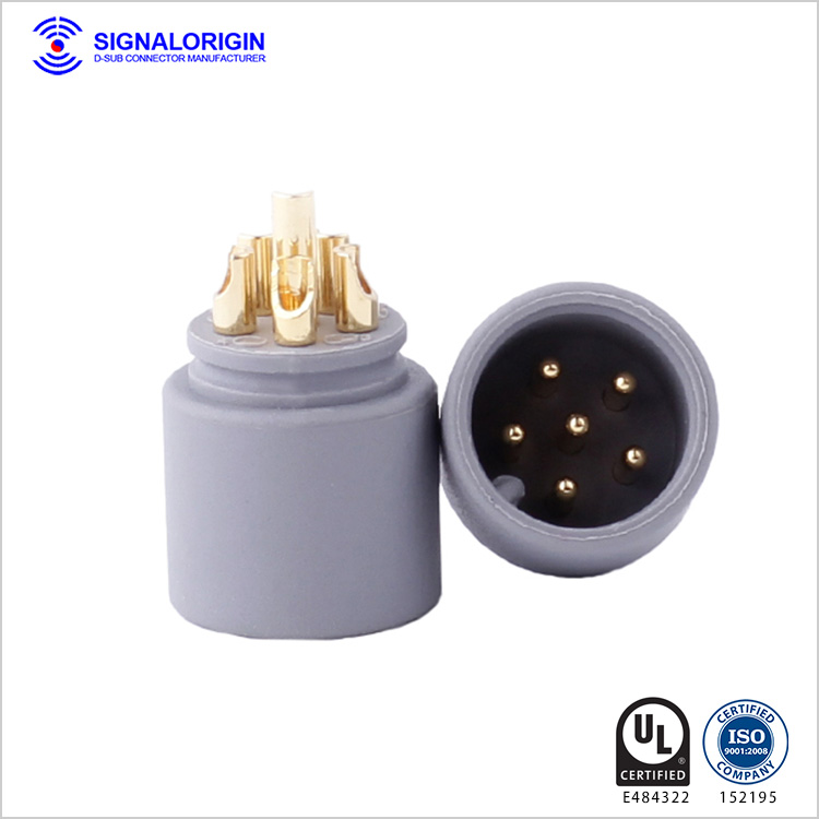6 pin solder cup male round electrical connectors supplier