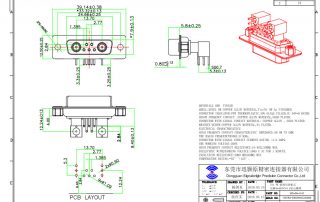 7W2 female right angle D-sub coaxial connector