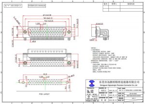 78 pin plug high density D-sub right angle connector