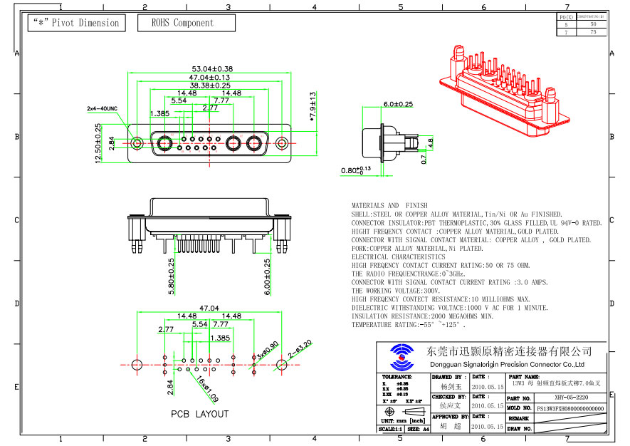 13W3 D-sub coaxial connector manufacturer 