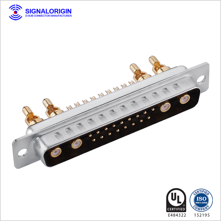 21W4 D-sub coaxial connector male solder cup