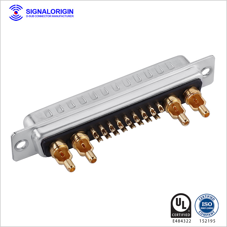 21W4 D-sub coaxial connector male solder cup