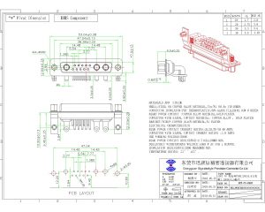 13W3 D-sub high current female connector right angle type
