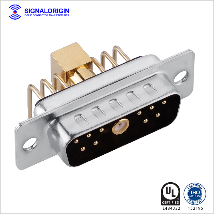 11W1 D-sub coaxial male connector right angle