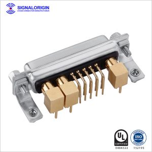 13W3 D-Sub coaxial female right angle connector