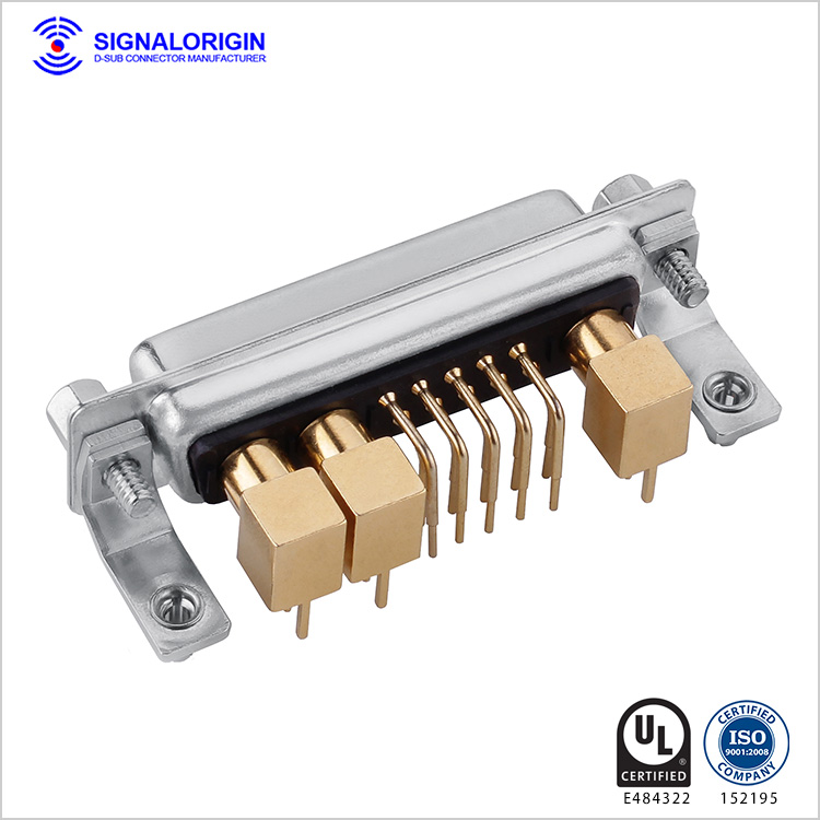 13W3 D-Sub coaxial female right angle connector