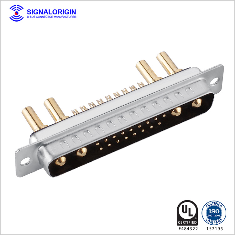 21W4 D-sub male connector high current solder cup