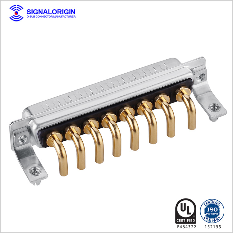 8W8 D-sub high current male connector right angle type