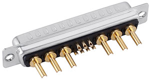 13W6 D-Sub high current long solder cup connector