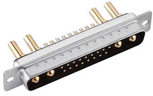 21W4 D-sub male connector high current solder cup