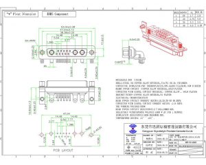 13W3 D-sub high current female connector right angle type
