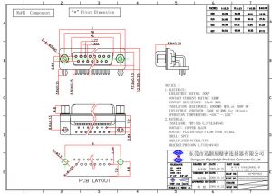 37 pin female bending d-sub connector with screws