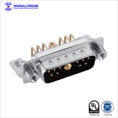 11W1 D-sub male right angle high current connector