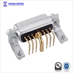 11W1 D-sub male right angle high current connector