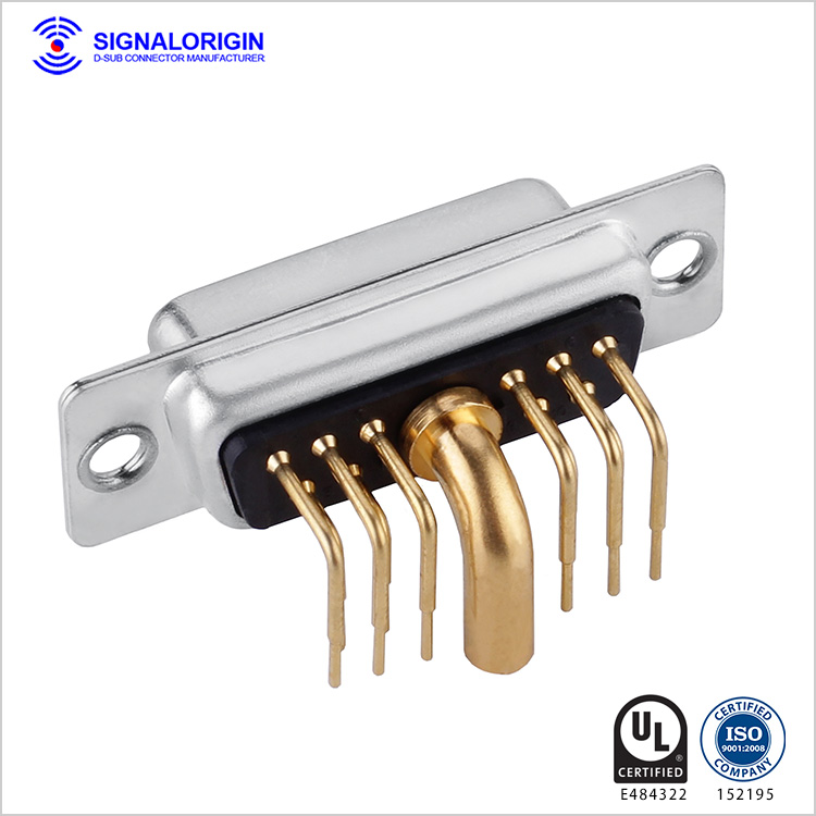 11W1 D-sub female right angle high current connector