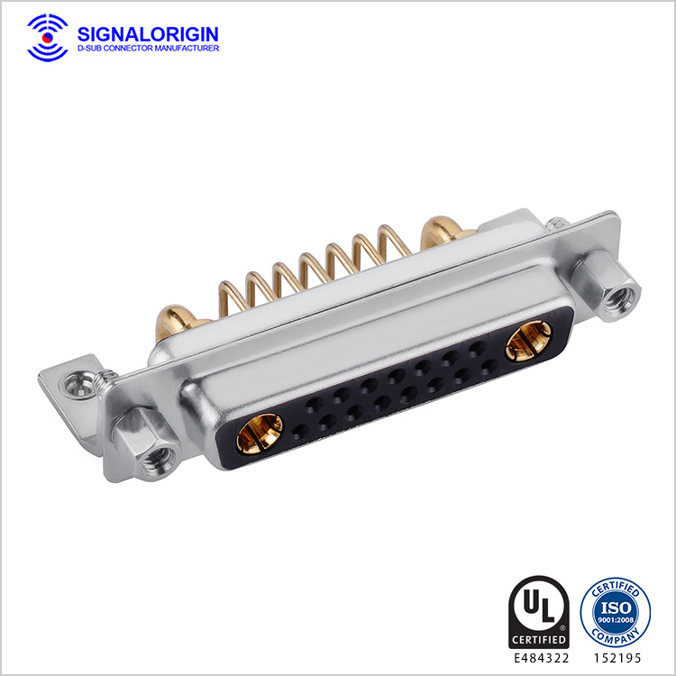 17W2 D-sub female right angle connector with screws