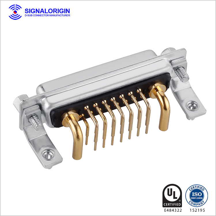 17W2 D-sub female right angle connector with screws