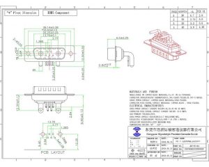 7W2 D-sub male right angle high current connector
